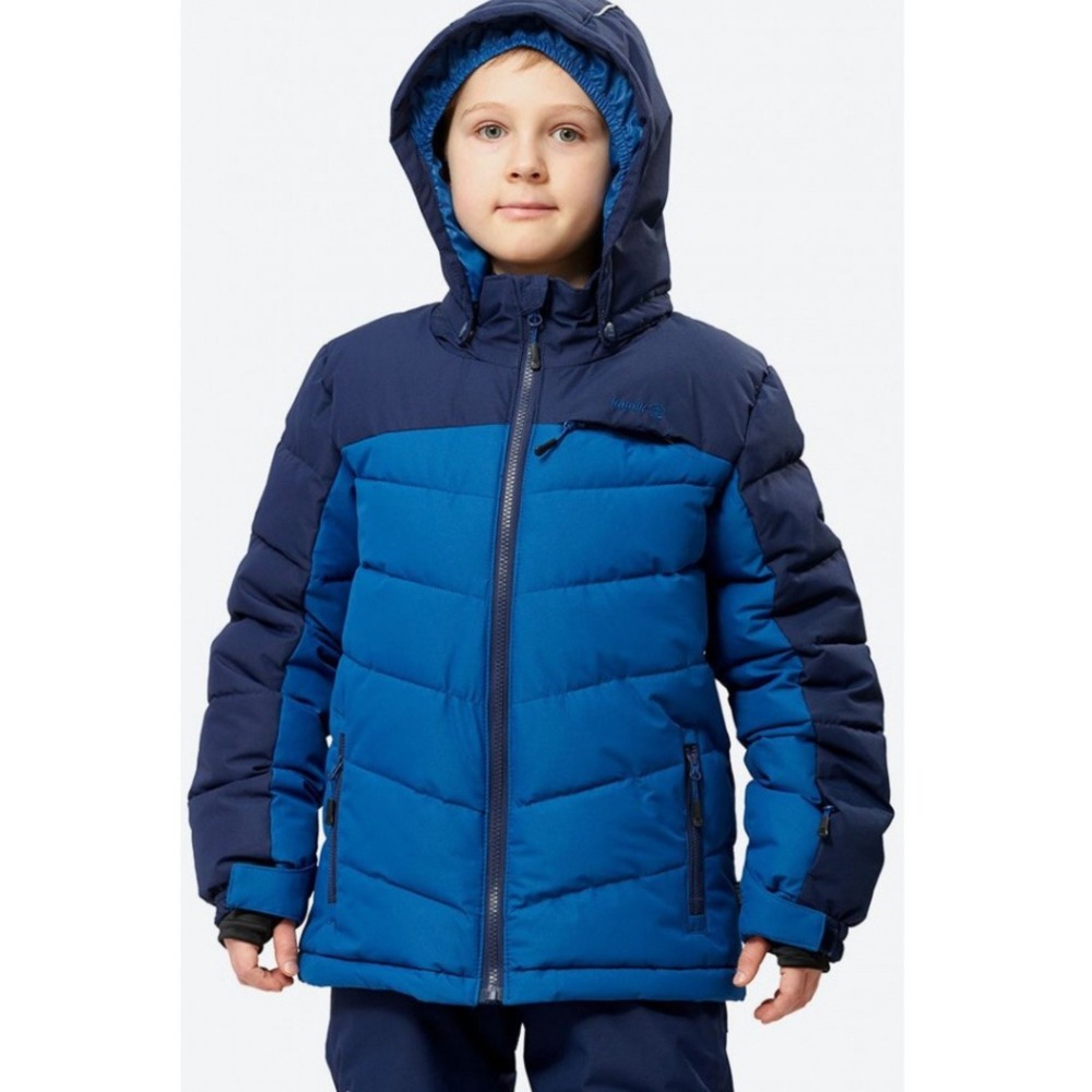 Kamik Ski Jacket Kids Size 7 Blue Colorblock Insulated Hooded Winter Coat V45082